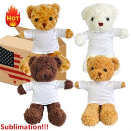 Teddy Bear with Sublimation Tee Shirt Sublimation Plush Bear Shirts Plush Toys Stuffed Animals Gifts for Baby Shower Birthday Xmas Valentines Day