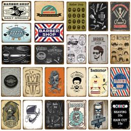 Vintage art painting Hair Cut And Shaved Metal Signs Classic Barber Shop Tin Poster Home Decor Pub Club Wall Painting Personalised tin Plaque Size 30X20CM w02