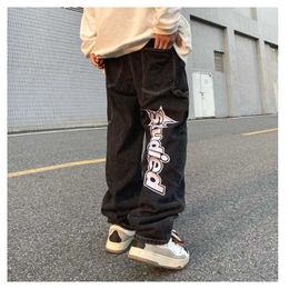 Men's Jeans Black Jeans Men's Cargo Pants Jeans Star Women's Trendyol Baggy Hip Hop Streetwear Print Pants Large Femme Cargo Man Retro Y2k Z0301