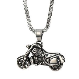 Pendant Necklaces Vintage Motorcycle Pendant Necklace Men Fashion Jewelry Hiphop Stainless Steel Metal Accessories Punk Long Sweater Chains Gift L2404 L2404