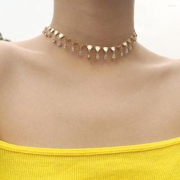 Chains Women Adjustable Chain Gift Date Choker Necklace Party Sequin Pendant Collar Copper Charming Clavicle Daily Gold Fashion Jewellery
