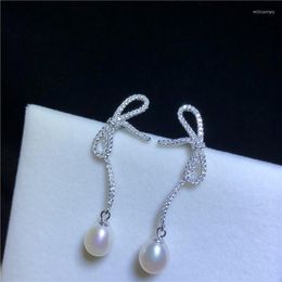 Dangle Earrings Shinning Bowknots Pearl Women DIY Handmade Craft Freshwater Jewelry Gifts