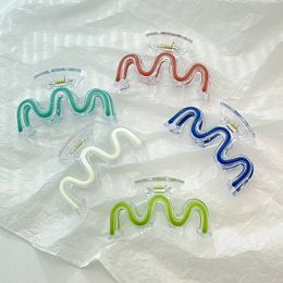 2023 New Colorful Acrylic Hair Claw Grab Korean Transparent Plastic Shark Clip Headband Hair Pins Hair Accessories For Women