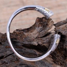 Bangle 925 Sterling Silver Jewellery The Virgin Mary Engraved Vintage Opening Ajustable Bangle&Bracelet For Women And Men