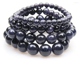 Charm Bracelets Natural Blue Sand Moon Bracelet For Men Women Stone Beads Elastic Rope Buddha Chakra Bangle 6mm 8mm 10mm 14mm