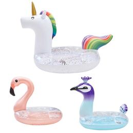 Glitter Baby Floats Animal Swim Ring Toy Aid Pool Buoy Swimming Tubes Mattress Infant Unicorn Flamingo safety Swimming Seats Ring Kids ride on pool float