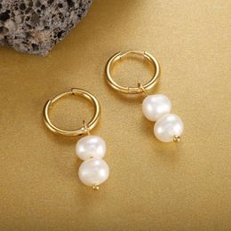 Hoop Earrings Stainless Steel Minimalist Pearl Gold Plated For Women Girl Drop Earring Jewelry