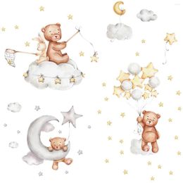 Adesivos de parede desenho animado de desenho animado estrela lua para crianças quartos de bebê decoração papel de parede de meninos garotas quarto adesivo de berçário