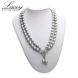 Pendant Necklaces Wedding Natural Freshwater Pearl For Women Two Strands Cultured Choker Jewelry 230307