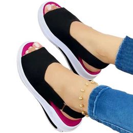 Sandals Summer Women's Shoes Platform Sandals Stretch Fabric Fashion Shoes Women Comfort Walking Ladies Sandalias Female Casual Footwear Z0306