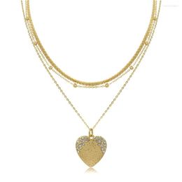 Pendant Necklaces Multi Layer Lover Lock Choker Necklace Steampunk Heart Chain Collier Couple Jewellery Gift