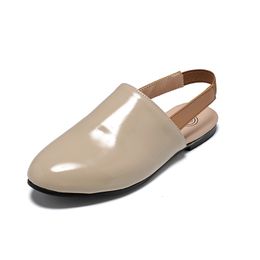 Slipper Arrival Kids Spring Summer White Tan Leather Sling Back For Boys Girls Size 21 42 Mirror silver Design 230308