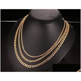 Chains Fashion Stainless Steel Necklace Jewelry Men Women Necklaces 18K Gold Titanium Cuban Link Man Luxury Drop Delivery Pendants Dhxhx1522