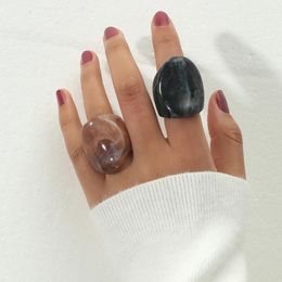 Cluster Rings 2pcs Korean Geometric Resin Acrylic Set For Women Fashion 2023 Trend Jewellery Gifts RingsCluster