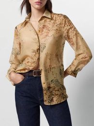 Women's Blouses & Shirts Clothing 2023 Early Spring Lapel Long-sleeved Printing Loose Casual All-match Fashion Temperament Drape