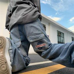 Men's Jeans Tooling jeans autumn new gradient Colour high street straight casual pants loose and thin couple high waist wide leg pants 2022 Z0301