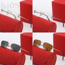 Luxury designer sunglasses fashion multicolor glasses men square clear frameless lunette de soleil gold silver plated womens sunglasses ordinary casual PJ039 C23