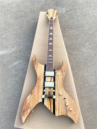 Custom Original Wood Shaped 6 String Electric Guitar One Piece Body Fixed Bridge Gold Hardware