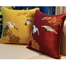 Pillow /Decorative Home Decor Cover Decorative Case Modern Chinese The Pines And Cranes Luxury Embroidery Coussin Sofa Decora