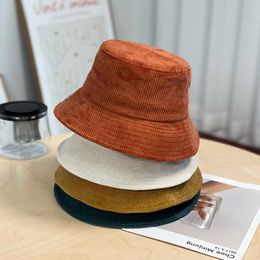 Wide Brim Hats Bucket Hat Women Men's Corduroy Fisherman Hat Retro Fashion Autumn Winter Hat Flat Bottom Bob Gorro Hip Hop Panama Hats Caps R230308