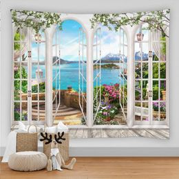 Tapestries Scenery Outside The Window Tapestry Big Beautiful Natural Landscape Large Wall Hanging Bohemian Art Decor