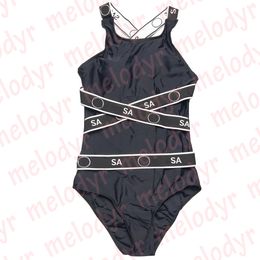 Letter Bathing Suit Bandage One Piece Swimwear Cross Sling Bikini Women Bodysuit Swimsuit