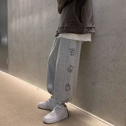 Men's Pants Autumn Women Harem Side Cartoon Printing Trousers Baggy Wideleg for Ins Streetwear Harajuku Design 230307