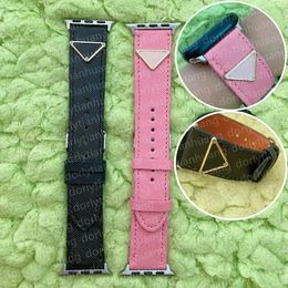 For Apple Watch Bands ultra 49mm Straps 45mm 42mm 38mm 40mm Iwatch 3 4 5 7 41mm Bands Metal Connector Leather Buckle Ladies Women Men Black Band Luxury