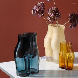 Vases Creativity Glass Vase Abstract Body Art Character Sculpture Transparent Flower Arrangement Modern Home Decoration