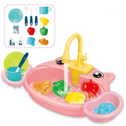 Kitchens Play Food Simulation Electric Dishwasher Kids Toys Pretend Mini Educational Summer Role ing Girls 230307