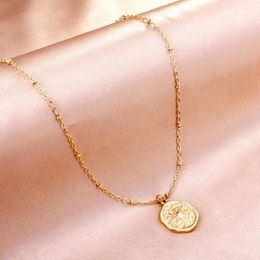 Pendant Necklaces Round Shape Coin Star Necklace For Women Fashion Party Choker Jewelry Neck Ornaments Collares De Mujer 2023