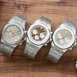 With Box Mens Watches 42mm Quartz Movement Watch Fashion Business Wristwatches De Gifts for Men Silver Wristwatch