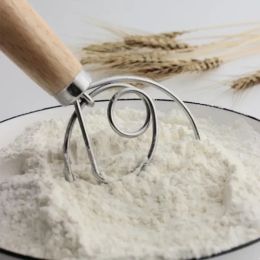 NEW 13inch Danish Whisk Dough Egg Beater Coil Agitator Tool Bread Flour Mixer Wooded Handle Baking Accessories Kitchen Gadgets CPA4482