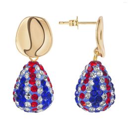 Dangle Earrings Brass With 925 Sterling Silver Post Coloful Teardrop Crystal Earring For Women Girls Elegant Female Jewellery Gift