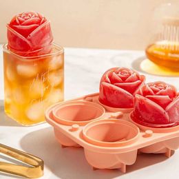 Ice Cream Tools 3D Rose Flower Ice Cube Maker Teddy Bear Ice Cube Mould Cake Mould Tray Ice Cream DIY Tool Whiskey Wine Cocktail Mould Z0308