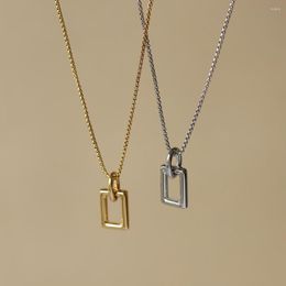 Pendant Necklaces MODAGIRL Geometric Open Rectangular Necklace Stainless Steel Gold Plated Women Jewellery Perfect Gift