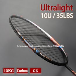 Badminton Rackets 100% Full Carbon Fiber Strung 10U Tension 2235LBS 13kg Training Racquet Speed Sports With Bags For Adult 230307