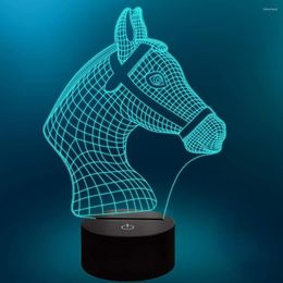 Night Lights Nighdn Horse Light For Kids Room Decor 3D LED Bedside Lamp 16 Colours Changing Touch Remote Control Toys Birthday Boys