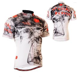 Racing Jackets Athletic Full Graphic Short Sleeve Cycling Jersey W/ Useful 3 Rear-pockets & Non-Slip Silicone Band MTB Bike Clothing