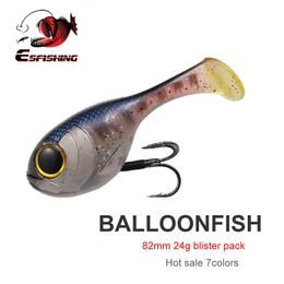 Baits Lures ESFISHING Balloonfish 82mm24g 1pcs Silicone Soft Bait Deraball with Quality Hook Pesca Artificial Fishing Lure Tackle 230307