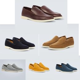 loro piano Popular formal Best-quality shoes mens brand fashion leather cashmere upper rubber sole successful peoples casual formal walking shoes EU41-44
