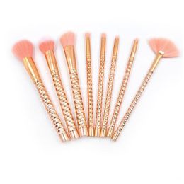 Makeup Brushes 8Pcs Kits Professional Cosmetic Foundation Eye Face Blush Brush Set Tools Rose Gold Drop Delivery Health Beauty Access Dhkza