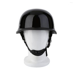 Motorcycle Helmets Bright Black Helmet Half German Style Vintage Durable Face Dot XL