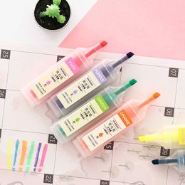 Highlighters Colour Oblique Highlighter Marker Pen Korean Student Stationery Creative Candy Colour Line Marker Pen For School Supplies J230302