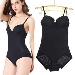 Women's Shapers Women Waist Trainer Bodysuit Slim Full Body Shapewear Lace V Neck Padded Bra Jumpsuits Tummy Control Shaper Tops M6CD