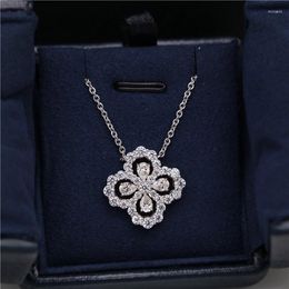 Pendant Necklaces 1pc Trendy Water Drop Necklace Clover Design Zircon Clavicle Chain For Women Bridal Wedding Statement Jewelry Gift