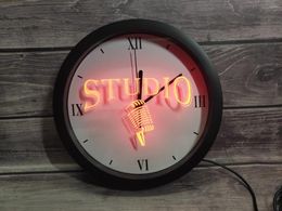 Wall Clocks 0b587 Studio On The Air Microphone Bar App Rgb Led Neon Light Signs Clock
