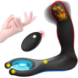 Anal Toys 10 Vibration Wireless Remote Control Prostate Massager Testis Stimulator Heating Wiggles Plug Vibrator Sex for Men 230307