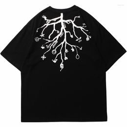 Men's T Shirts Men Tshirt Hip Hop Funny Tree Printed Oversized T-Shirt Harajuku Cotton Loose Short Sleeve Tops Tees Spring Summer Black