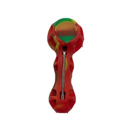 Latest Colourful Silicone Pipes Herb Tobacco Glass Single Philtre Bowl Portable Oil Rigs Case Spoon Tip Straw Handpipes Smoking Hand Cigarette Holder Tube